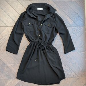 BeBop | Long Sleeve Black Button Up Dress